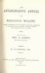 Titlepage (1882 Issue): The Antananarivo Annual and Madagas...