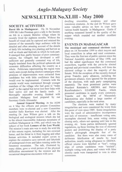 Anglo-Malagasy Society Newsletter: No. 43 (May 2000)