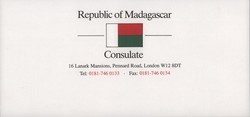 Madagascar London Consulate compliments slip