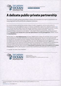 A delicate public-private partnership: Article from The Indian Ocean Newsletter, Issue 1300, 8 January 2011